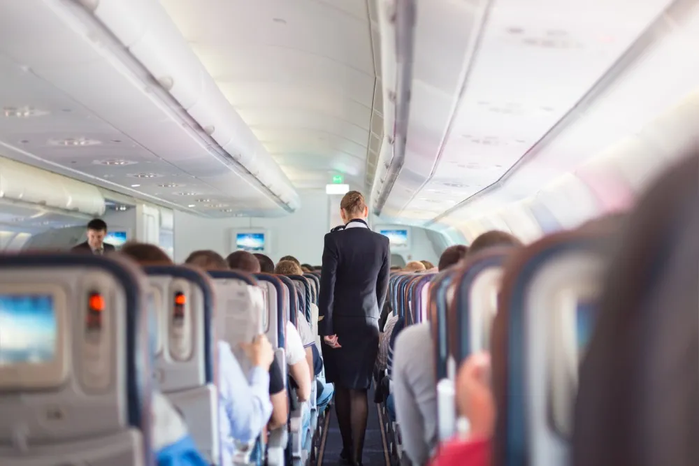 Airline staff on a plane
